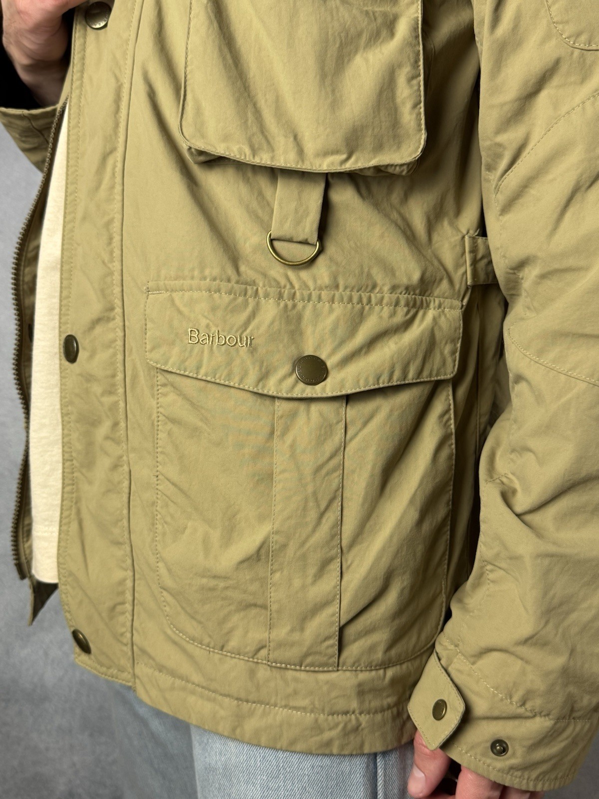 Barbour Explorer Jacket Camel Multipocket Zip Men… - image 11