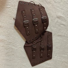 Adjustable Lace-up Brown Faux Leather Arm Guard Arm Bracer Cosplay, Qty 2