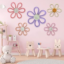 5 Pcs Boho Daisy Flower Wall Decor 3 Size Woven Floral Art Wall Hanging Suppl...