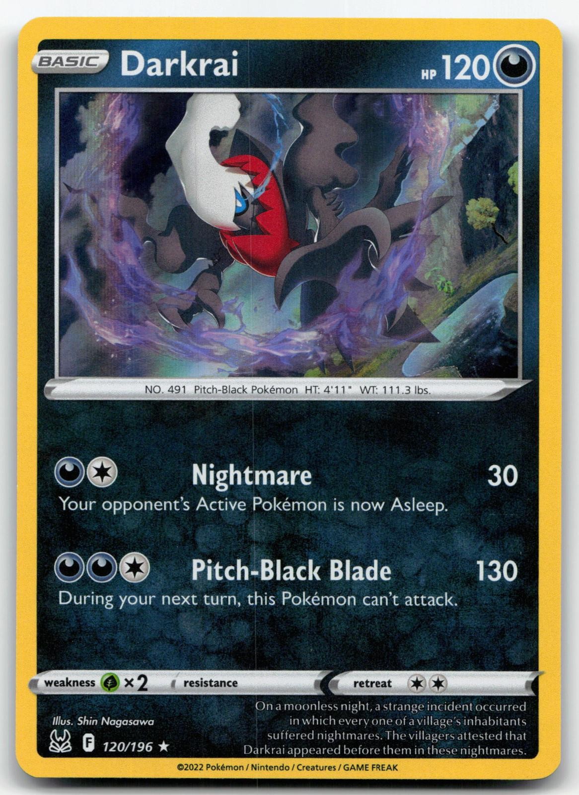 Darkrai 120/196 Holo Rare Lost Origin Pokemon Holo Near Mint