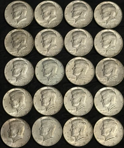Roll of 20 1968 D Kennedy 40% Silver Half Dollars UNCIRCULATED ($10 Face Value)