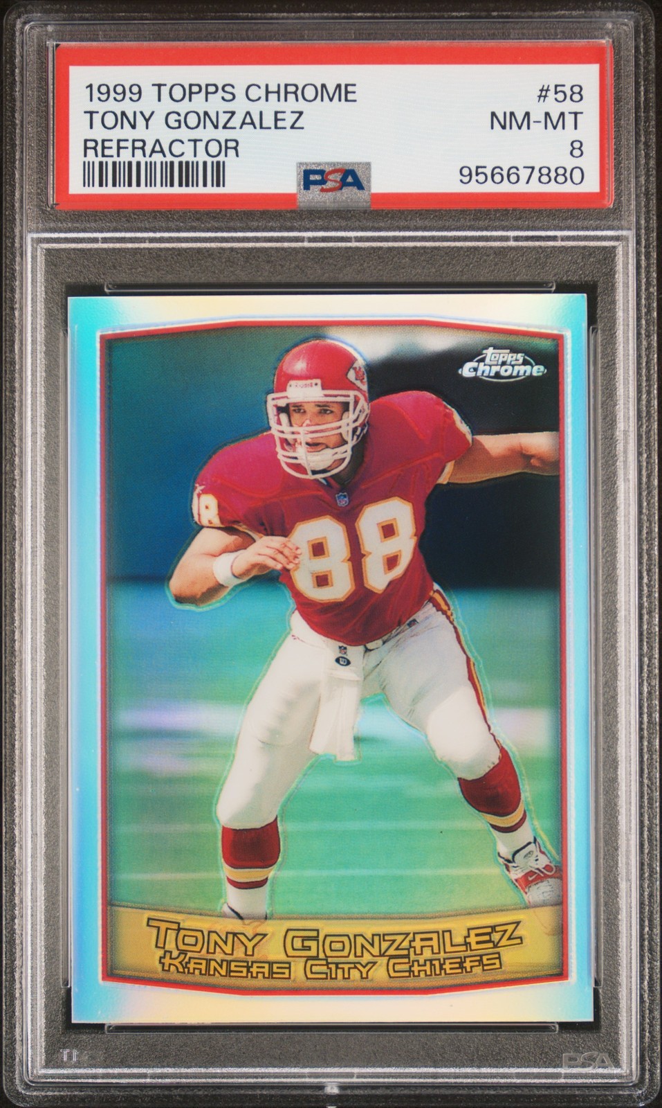 1999 TOPPS CHROME REFRACTOR #58 TONY GONZALEZ PSA 8