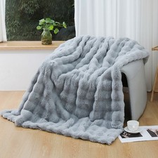 Thickened Bubble Plush Throw Blanket Heat Retention Home Office Bed Sofa Winter