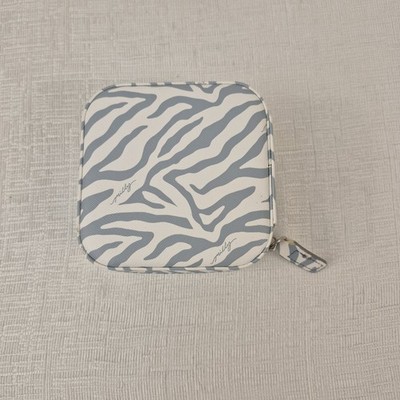 Milly Zebra Print Travel Jewelry Case Zip Around Organizer Compact Used