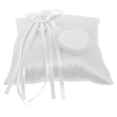 Oreiller d'anneau blanc romantique Solder Square Ring Solder Bearier Bearier - Photo 1/4
