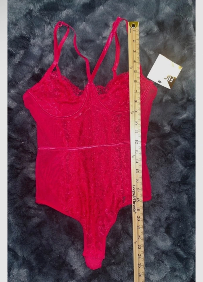 Peluche de encaje fucsia sexy French Twist talla M nuevo con etiquetas Foto 2 de 4