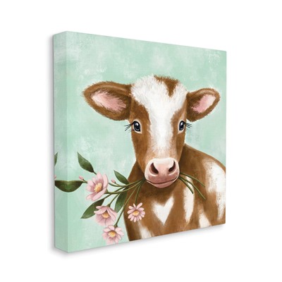 Baby Brown Cow Soft Eyes Pink Daisy Florals, Designed by Elizabeth Tyndall Ca...