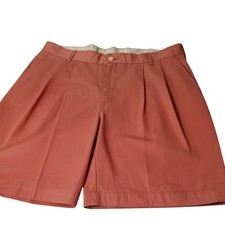 Bills Khakis Parker Short Mens 37 Salmon Pink Pleated Standard Fit Made in USA