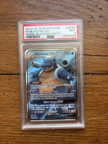 Pokémon Blastoise GX SM Black Star Promo SM189 Full Art Foil PSA 9