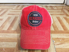 Milwaukee Wise 1898 Trucker Hat Legacy Cap Red Brown Adjustable Snapback OSFA