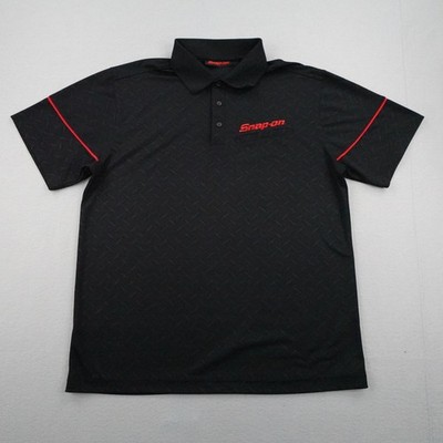 Snap-On Work Polo Shirt Mens Large Black Geometric Tools Performance Lightweight
