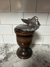 1930s Plymouth Automobile Winged Goddess Hood Ornament On Wooden Cup Holder