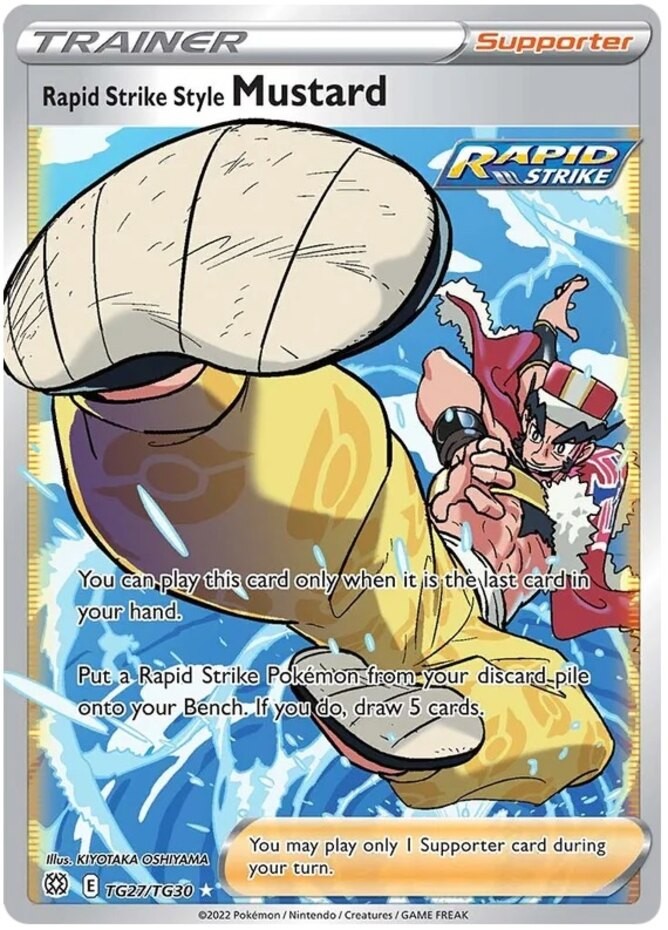 1x - Rapid Strike Style Mustard - TG27 - Character Rare NM, English Pokemon Bril