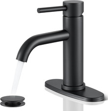 Black Bathroom Faucet, Single Hole Bathroom Faucet Stainless Steel  Modern Bath