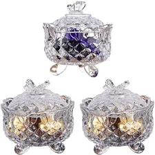 Crystal Candy Dish Small Glass Jar Set with Lid Sugar Bowl Cookie Jar Jewelry Di