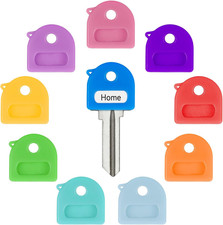 Uniclife 10 Pcs Key Covers Caps, 1" Key Identifiers with Labels, Soft Stretchy K