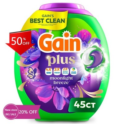Gain Moonlight Breeze Super Flings Plus Laundry Detergents - 45ct
