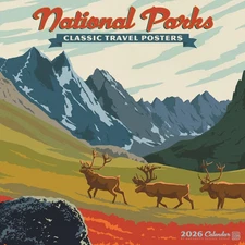 National Parks Classic Travel Posters Wall Calendar, 12'' X 12'', 18-Month