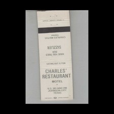 Matchbook Cover Charles' Restaurant & Motel Johnson City TX #2