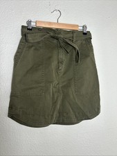 Gap Womens Size 6 Hi Rise Utility Skirt Olive Belted Cotton Elastane 28x20 Zip