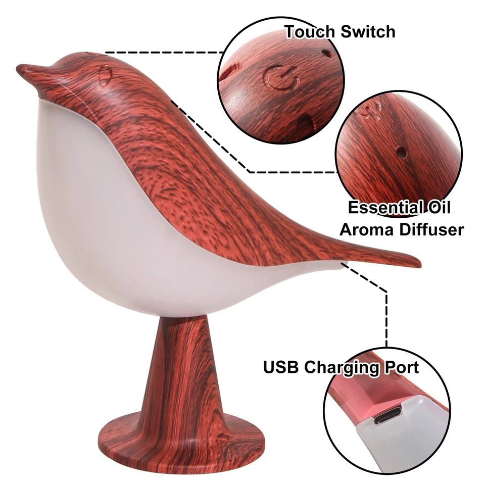 Small Bird Table Lamp, Cordless Bedside Lamps, Battery Operated Lamp with 3 C... - Image 2 of 4