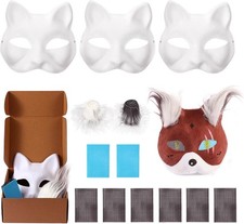 Cat Mask with Fur and Eye Mesh, 13 PCS Fun Therian Masks Kit for FURRY...