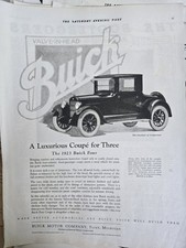 1922 Buick Motor Car Company Luxurious Coupe For Three Original Vintage Ad