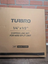 turbro 1/4" x 1/2" 25ft copper line set for mini split. Model CLS25