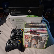 Boxed Xbox 360 S Slim Black 250, 11 games, 2 controllers. with all cables 