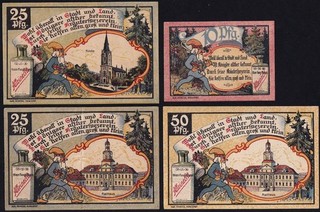 Germany Koenigsee 1921 Notgeld Lot 4 Emergency Paper Money Banknote Complete Set