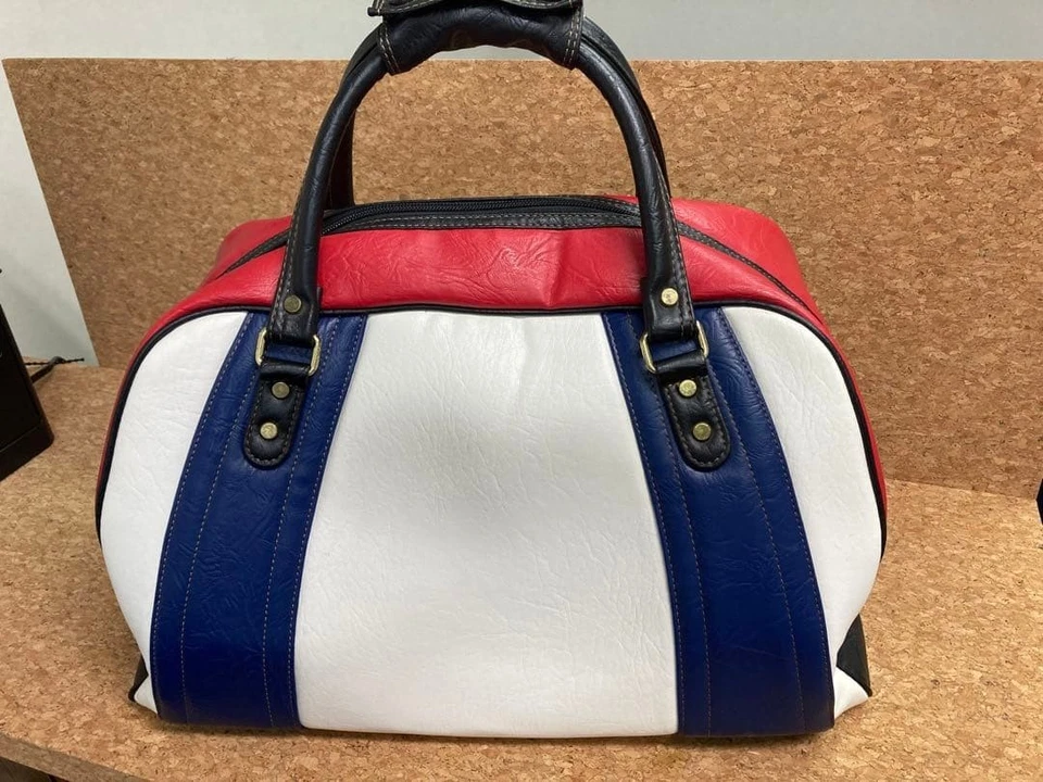 Sac Boston en cuir vintage tricolore Mizuno Masters - Photo 2/4