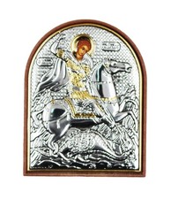 Icona greco-ortodossa argentata San Giorgio Po-20 7x6 cm