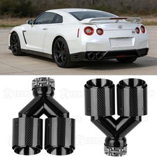 3.0 Inlet 4.0 Outlet Tail Dual Exhaust Pipe Tips For Nissan Gt-r R35 20092024