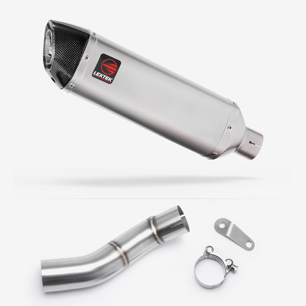 Lextek Stainless Steel VP1 Matt 300mm Exhaust with Link Pipe Silencer Chrome
