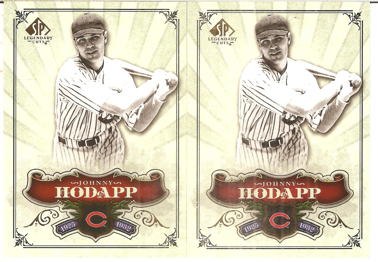 2 CARD JOHNNY HODAPP BASEBALL CARD LOT 101