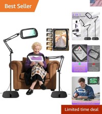 30X 10X Extra Large Floor Magnifying Glass with Light and Stand,7-Inch Adjustabl