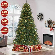 Spruce Realistic Artificial Holiday Christmas Tree with LED Lights  Metal Stand