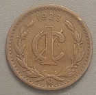 1923 Mo Mexico 1 Centavo Coin - Bronze - Mexican Golden Eagle Crest