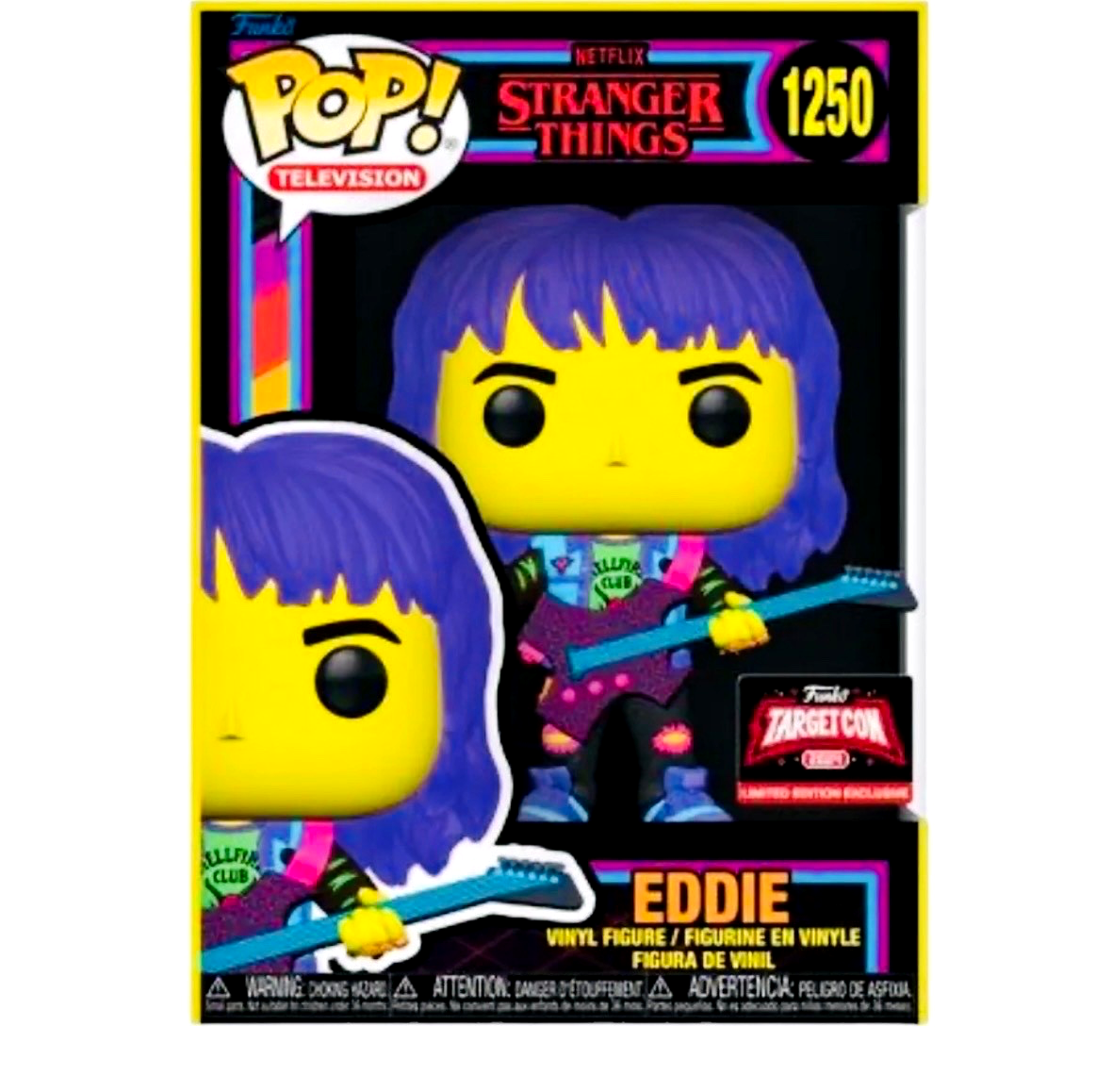 ストレンジャーシングス　エディ　レア　FUNKO POP! ブラックライト Funko Pop Stranger Things Eddie #1250 Blacklight Target Con