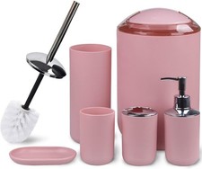 Blush Pink, Bathroom Accessories Set 6 Piece Bath Ensemble