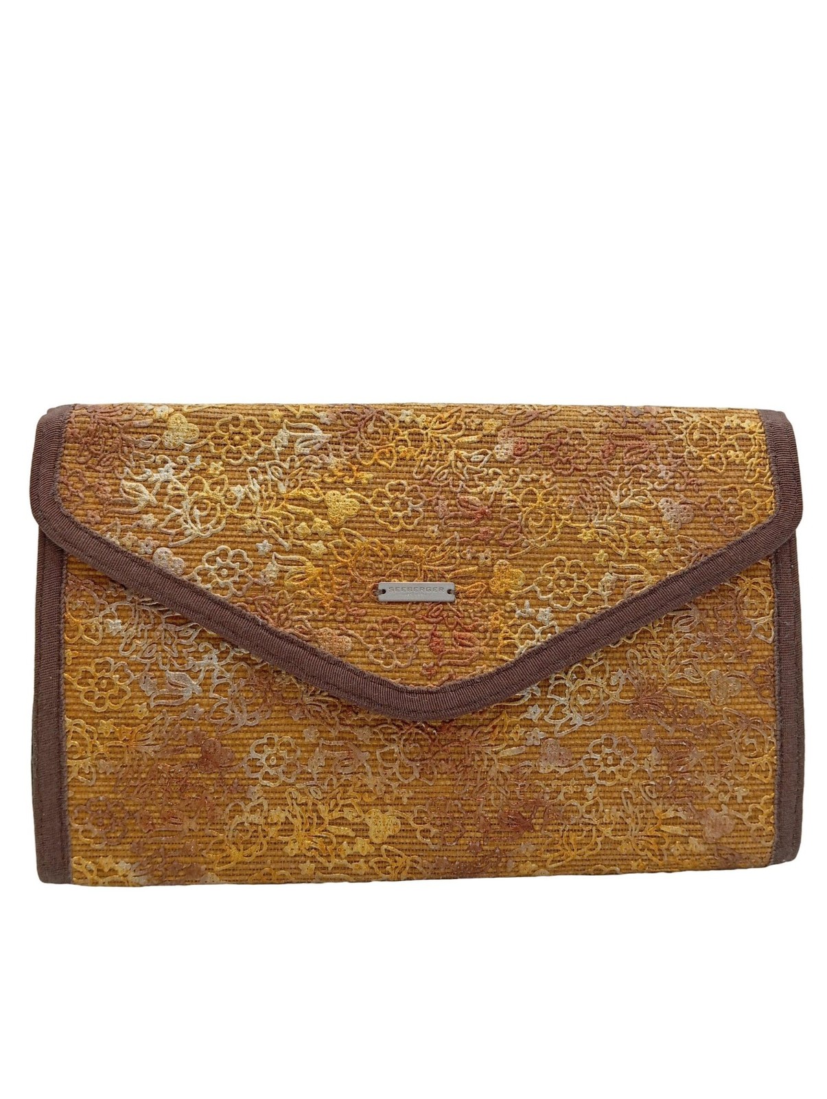 SEEBERGER Clutch Mittel Damen Tasche braun-silberfarben-goldfarben Casual-Look