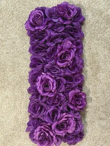 Handmade Artificial Beautiful Purple Rose Real Like Plush Wall Backdrop 8”x20”