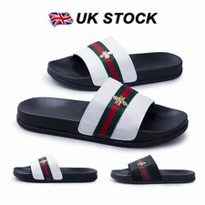 2025 MEN'S LADIES STRIPE FLAT SLIDES SUMMER DESIGNER SLIDERS SANDALS SHOES SIZE