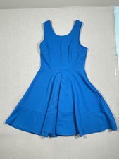 Blue Textured Sleeveless Fit and Flare Dress   Size Medium