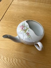 Vintage ceramic  Invalid Feeder with pretty floral decoration and gold trim.