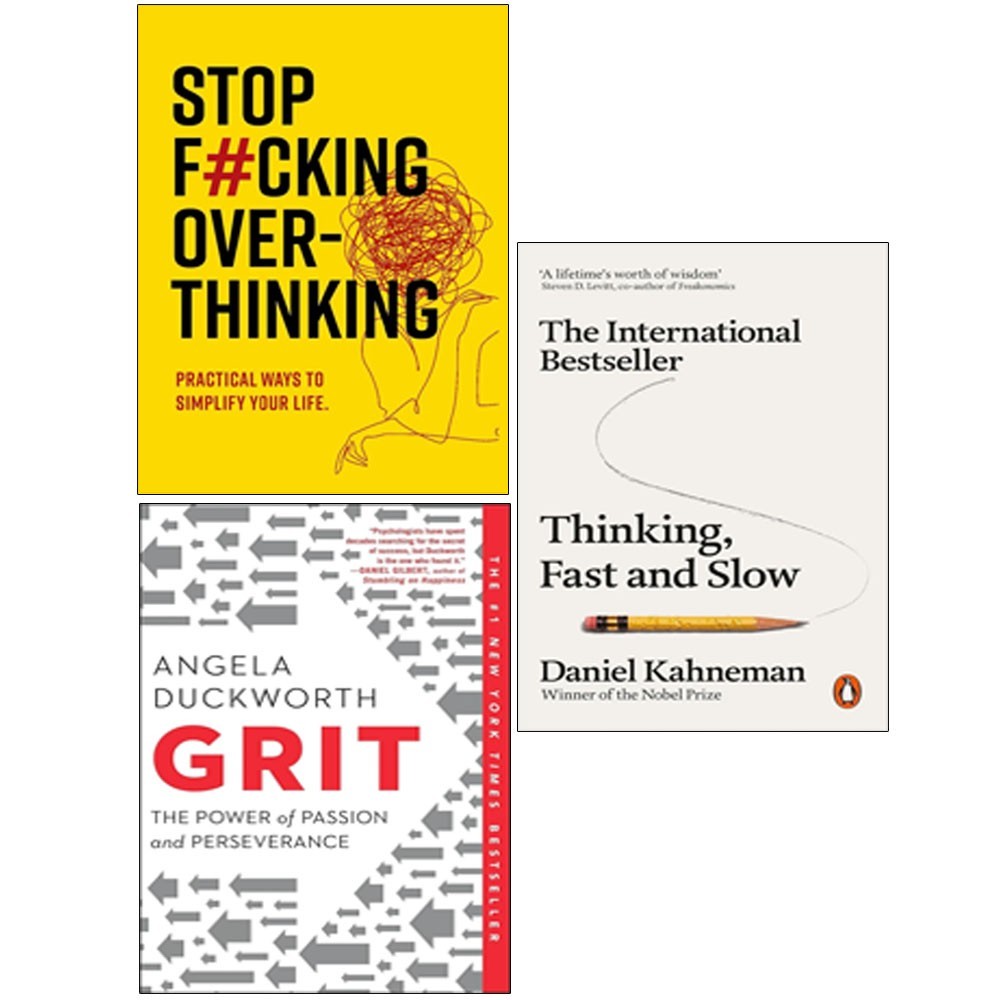 Thinking Fast and Slow,Grit Angela Duckworth,Stop F*cking Over-thinking 3 Books - Image 2