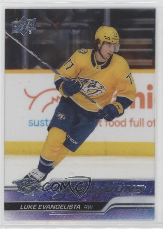 2023-24 Upper Deck Series 1 Young Guns Clear Cut Luke Evangelista #221 Rookie RC
