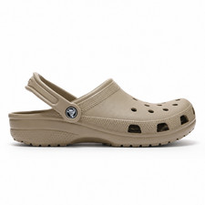 Crocs Classic Clog Khaki M9, Pivoting Heel Strap, Ventilation Ports, Slip-On