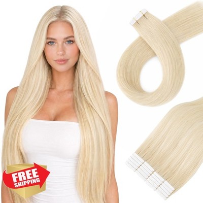 HEAPO Platinum Blonde Tape In Hair Extensions #60 20'' 20pcs Remy