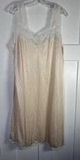 Women's Ivory Full Slip Lace Trim 100 Nylon Sheer Lightweight Size 46 USA
